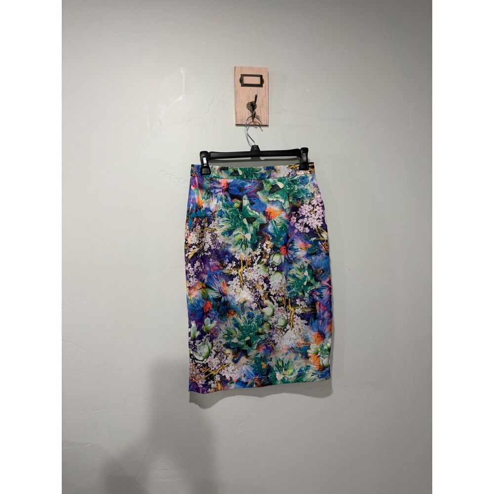 Kingdom & State Womens Floral Pencil Skirt Multi Color Abstract Print Small